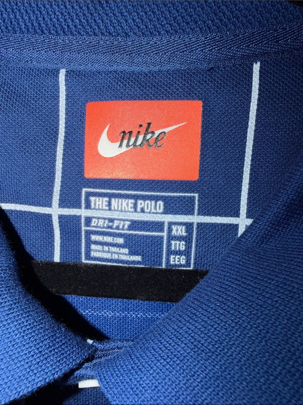 Nike Men’s Blue Polo with White Windowpane Grid